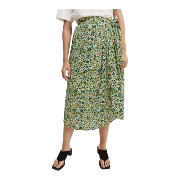 Scotch & Soda x Free People Skirt Women's S Green Floral Wrap Midi NWT - Picture 5 of 10